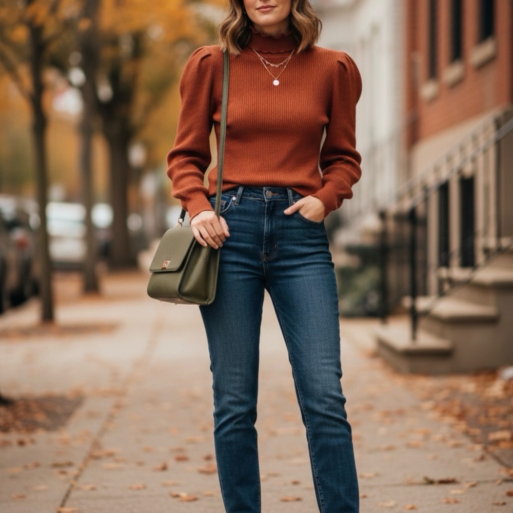 Ribbed Knit Turtleneck Sweater
